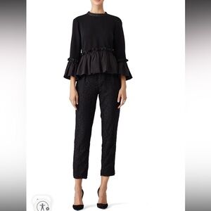 Cinq a Sept Black Ruffled Bell Sleeve Blouse